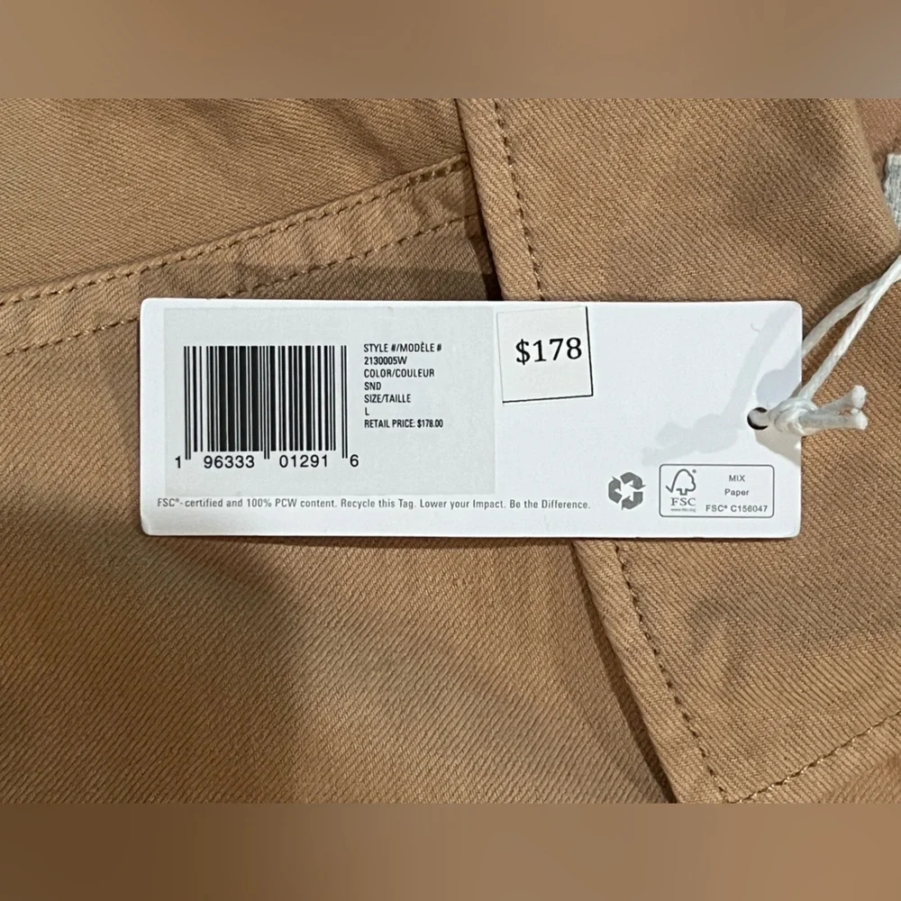 Outerknown STATION Long Sleeve Utility Jumpsuit Sand/Tan Sz L NWT $178 Linen - Picture 11 of 16